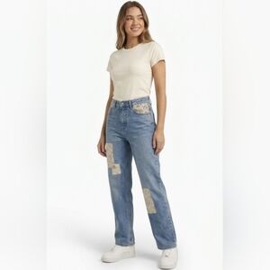 Chelsea & Violet Patch Jeans Sz 28 Floral Patchwork Denim